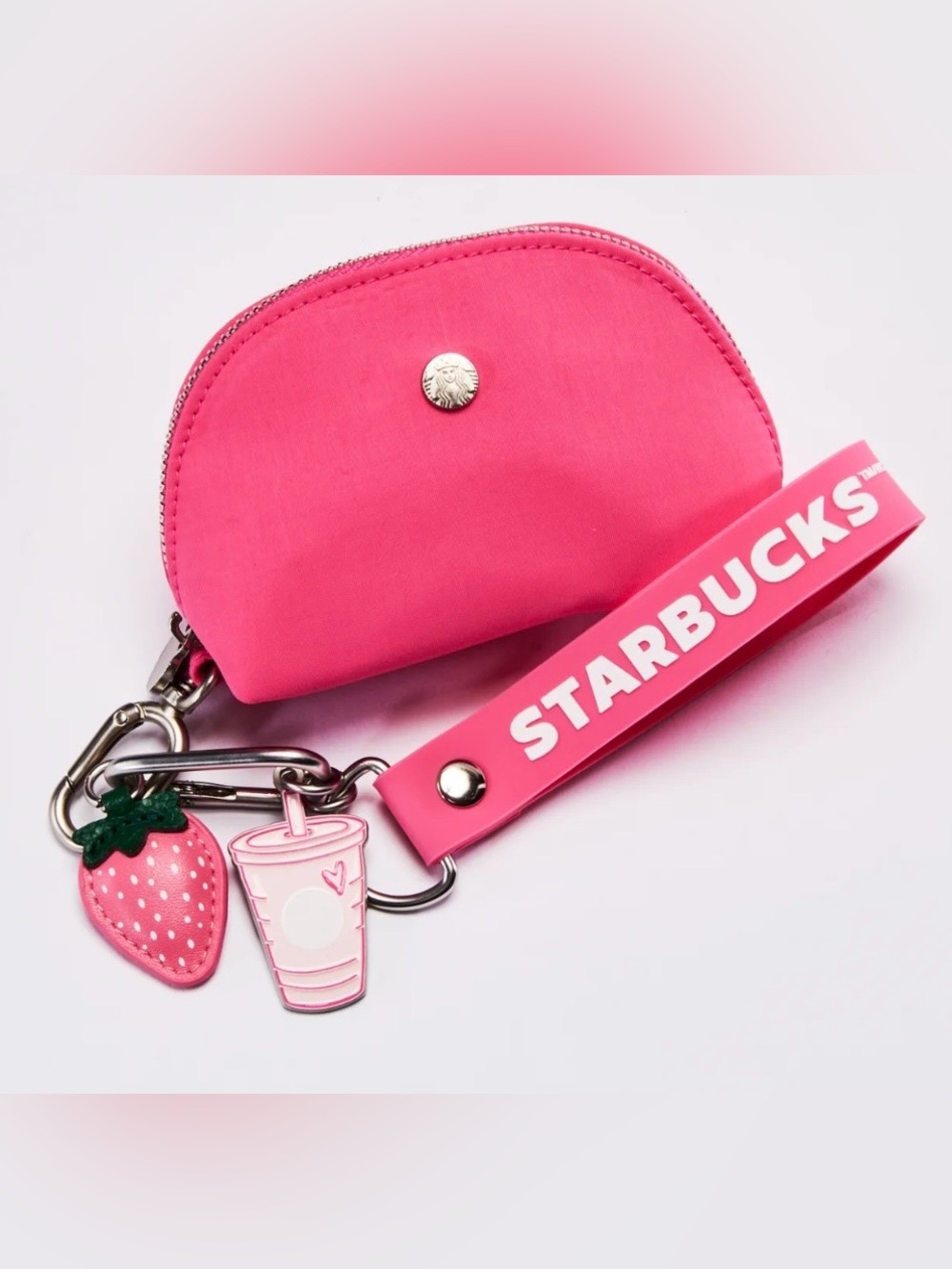 STARBUCKS Pink Drink Pouch Wristlet Keychain